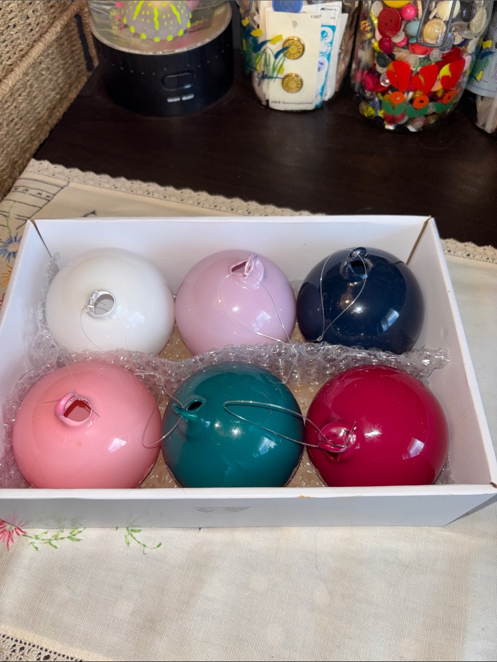 NWOT Jim Marvin? bubblegum glass ball ornaments, highly regarded for their hand-